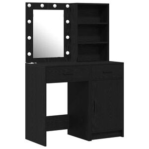 vidaXL Makeupbord s&aelig;t med LED 2 stk. Sort eg Konstrueret tr&aelig;
