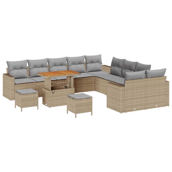 vidaXL Havesofa S&aelig;t 13 pcs Beige polyrattan