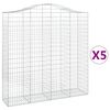 vidaXL buede gabionkurve 5 stk. 200x50x200/220 cm galvaniseret jern