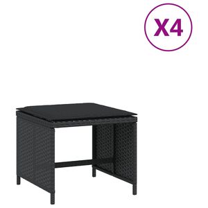 vidaXL haveskammel med hynder 4 stk. 41x41x36 cm polyrattan sort