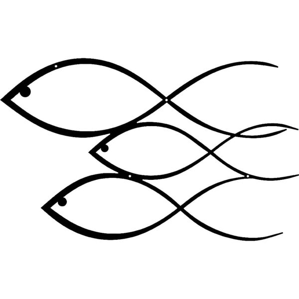 Homemania v&aelig;gdekoration Fish 50x30 cm st&aring;l sort