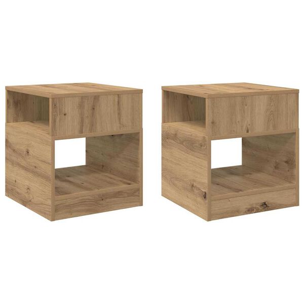 vidaXL Endebord 2 pcs Artisan Egetr&aelig; 40,5 x 40 x 45 cm Konstrueret tr&aelig;