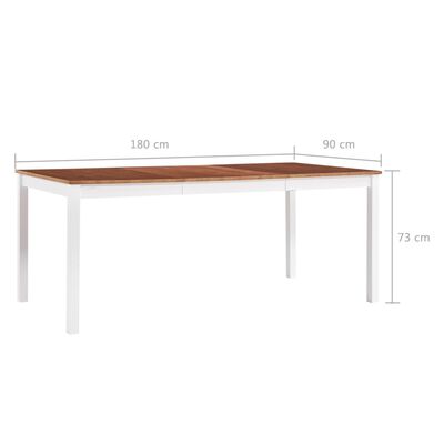 vidaXL spisebord 180 x 90 x 73 cm fyrretræ hvid og brun