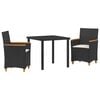 vidaXL Have Spisebordss&aelig;t 3 stk. Sort polyrattan