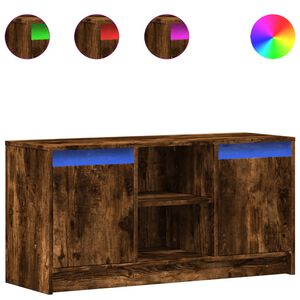 vidaXL tv-bord m. LED-lys 100x34x50 cm konstrueret tr&aelig; r&oslash;get eg