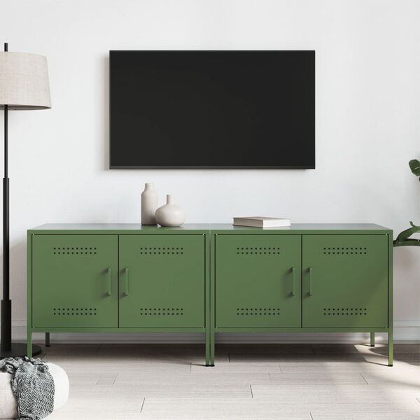vidaXL tv-borde 2 stk. 68x39x50,5 cm st&aring;l olivengr&oslash;n