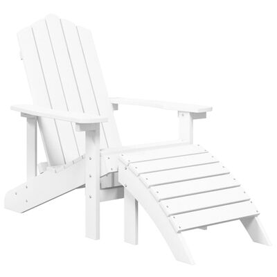 vidaXL Adirondack-stole med fodskammel og bord HDPE hvid
