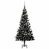 vidaXL kunstigt juletr&aelig; med lys og kugles&aelig;t 180 cm PVC sort