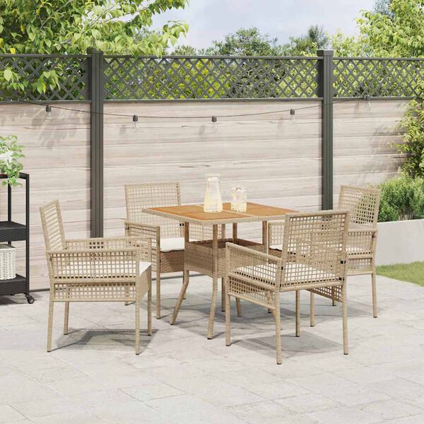 vidaXL Have Spisebordss&aelig;t 5 pcs Beige polyrattan