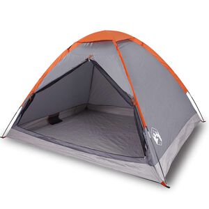 vidaXL 4-personers campingtelt vandt&aelig;t gr&aring; og orange