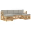vidaXL Sofas&aelig;t 6 pcs Hvid og lysegr&aring; 245 x 122,5 x 73 cm Polyester