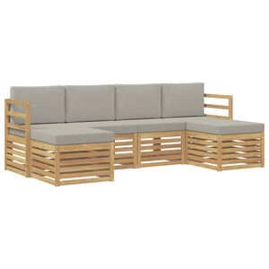vidaXL Sofas&aelig;t 6 pcs Hvid og lysegr&aring; 245 x 122,5 x 73 cm Polyester