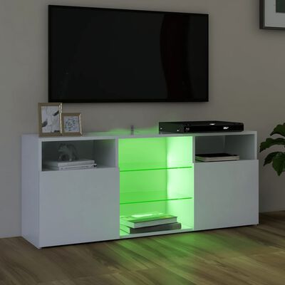 vidaXL tv-skab med LED-lys 120x30x50 cm hvid