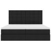 vidaXL Seng med LED -strimmellys med hovedg&aelig;rde Sort 180 x 200 cm Stof