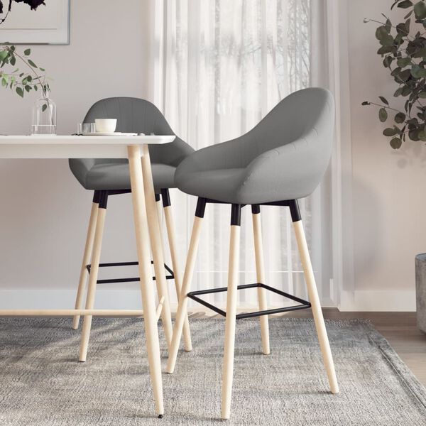 vidaXL barstole 2 stk. stof lysegr&aring;