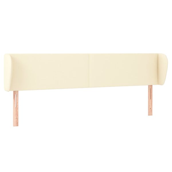 vidaXL sengegavl med kanter 203x23x78/88 cm kunstl&aelig;der cremefarvet