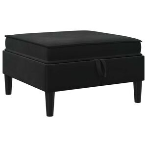 vidaXL Sofa Puff med Opbevaring Sort Fl&oslash;jl