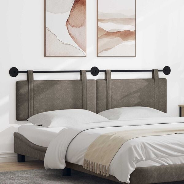 vidaXL H&aelig;ngende Hovedgavl V&aelig;gmonteret Gr&aring; 170 x 55 x 5 cm Antik PU