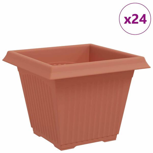 vidaXL Firkantet Blomsterkrukke 24 pcs Mursten R&oslash;d 38 x 38 x 30 cm