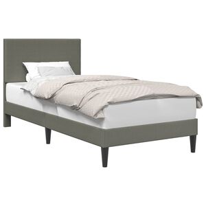 vidaXL Sengestel med hovedg&aelig;rde Lysegr&aring; 90 x 200 cm Velourstof
