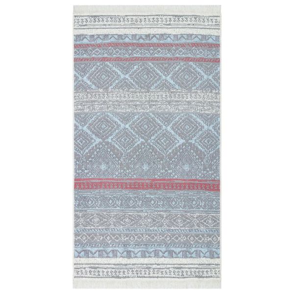 vidaXL gulvt&aelig;ppe 120x180 cm bomuld lyser&oslash;d og bl&aring;