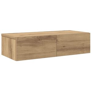 vidaXL v&aelig;ghylde med skuffer 60x26,5x15 cm konstrueret tr&aelig; egetr&aelig;sfarve
