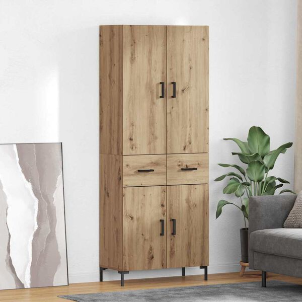 vidaXL Highboard Artisan Egetr&aelig; 69,5 x 34 x 180 cm Konstrueret tr&aelig;