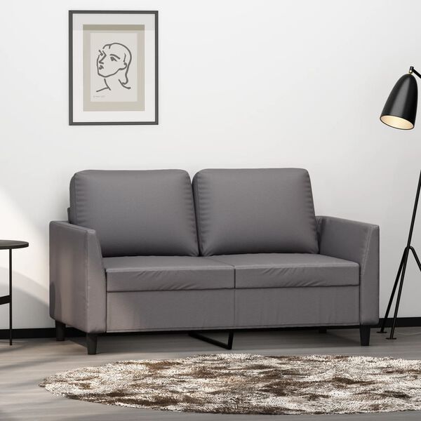 vidaXL 2-personers sofa 120 cm kunstl&aelig;der gr&aring;