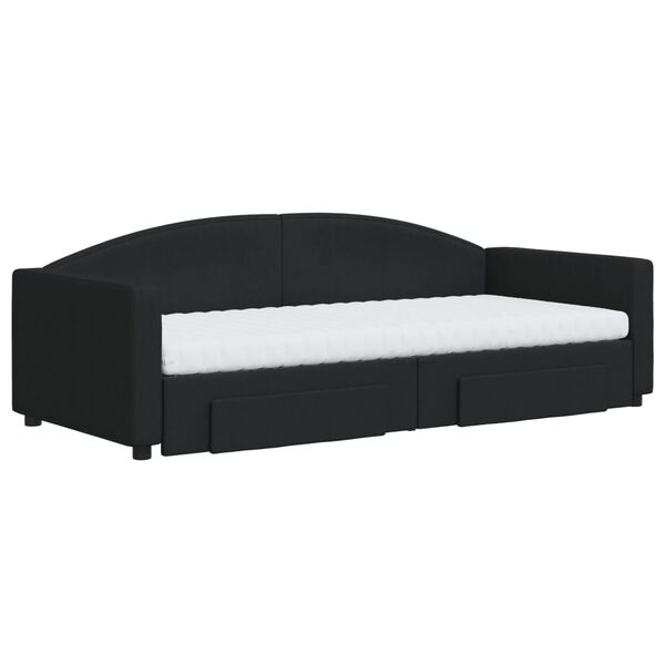 vidaXL daybed med udtr&aelig;k og skuffer 80x200 cm stof sort