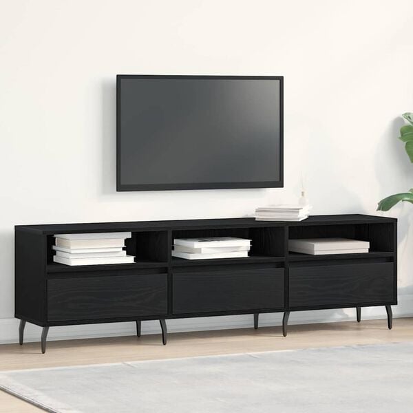vidaXL TV-skab Sort eg 150 x 30 x 44,5 cm Konstrueret tr&aelig;