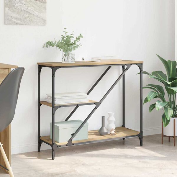 vidaXL Konsolbord Artisan Egetr&aelig; 88,5 x 30 x 75 cm Konstrueret tr&aelig;