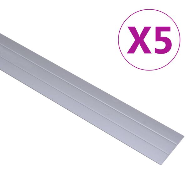 vidaXL 5 stk. gulvlister 134 cm aluminium s&oslash;lvfarvet