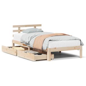 vidaXL sengeramme med skuffer 75x190 cm massivt fyrretr&aelig;