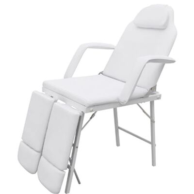 vidaXL mobil ansigtsbehandlingsstol kunstlæder 185 x 78 x 76 cm hvid
