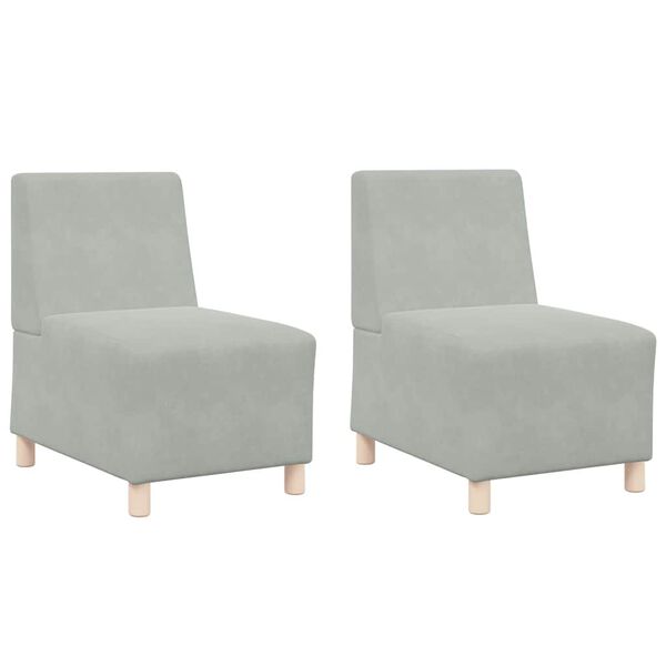 vidaXL Modulsofa enhed uden arme 2 pcs Lysegrå 55 x 74 x 82 cm Fløjl