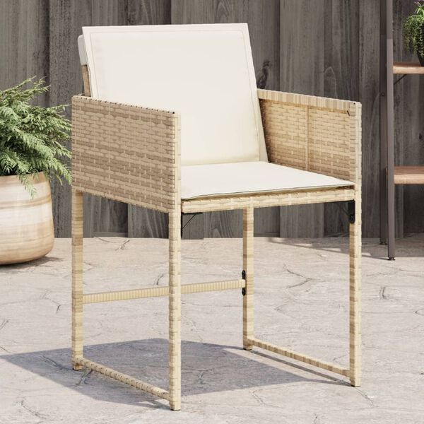 vidaXL havestole 4 stk. med hynder polyrattan beige