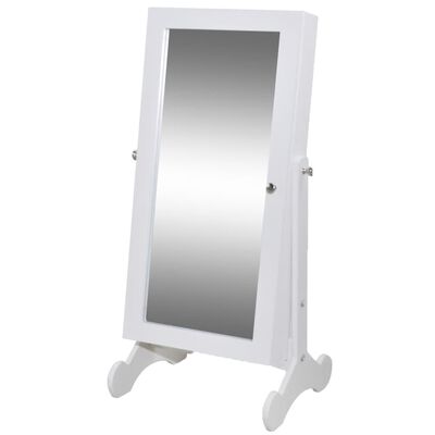 Hvidt smykkekabinet med LED lys og spejl i døren