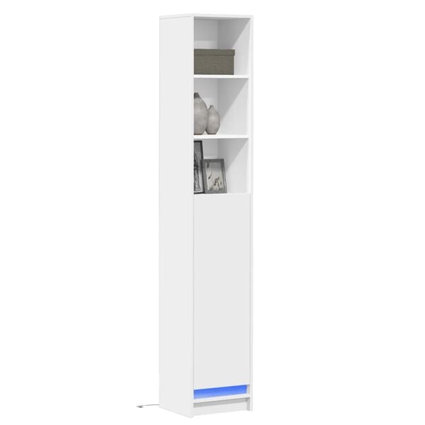 vidaXL reol med LED-lys 36x32,5x200 cm konstrueret træ hvid