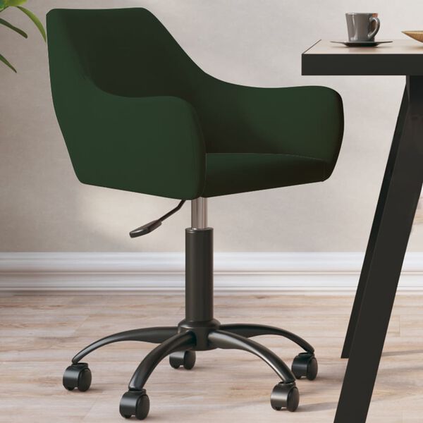 vidaXL drejelig spisebordsstol fl&oslash;jl m&oslash;rkegr&oslash;n