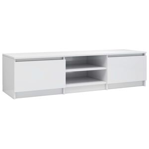 vidaXL tv-bord 140x40x35,5 cm konstrueret tr&aelig; hvid h&oslash;jglans