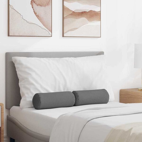 vidaXL Bolsterpuder 2 pcs M&oslash;rkegr&aring; &Oslash; 15 x 40 cm Stof