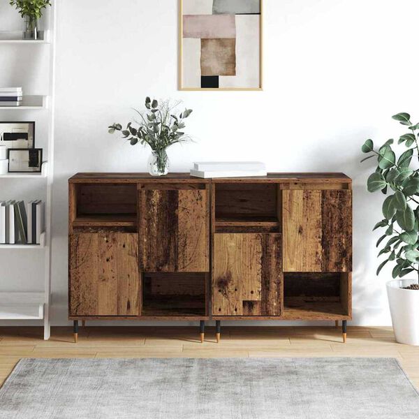 vidaXL Sideboards 2 pcs Gammelt tr&aelig; 120 x 35 x 70 cm Konstrueret tr&aelig;