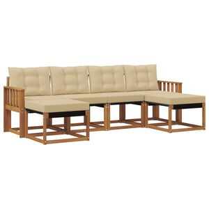 vidaXL Udend&oslash;rs sofagruppe med pude 6 pcs Naturlig og Beige