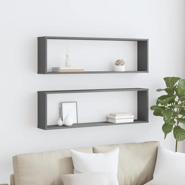 vidaXL v&aelig;gh&aelig;ngte kubehylder 2 stk. 100x15x30 cm konstrueret tr&aelig; gr&aring;