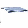 vidaXL markise m. LED + vindsensor 350x250 cm automatisk bl&aring; og hvid