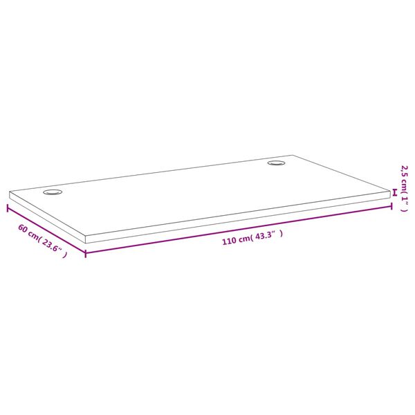 vidaXL bordplade til skrivebord 110x60x2,5 cm bambus