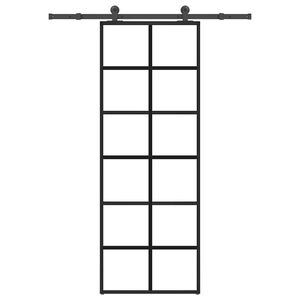 vidaXL skyded&oslash;r med hardwares&aelig;t 76x205 cm sikkerhedsglas aluminium