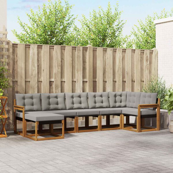 vidaXL Udend&oslash;rs sofagruppe med pude 7 pcs Naturlig og Lys Gr&aring;