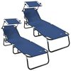 vidaXL Foldestol 2 pcs Bl&aring; 190 x 57 x 81 cm oxford