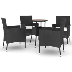 vidaXL bistros&aelig;t til haven 5 dele med hynder polyrattan sort